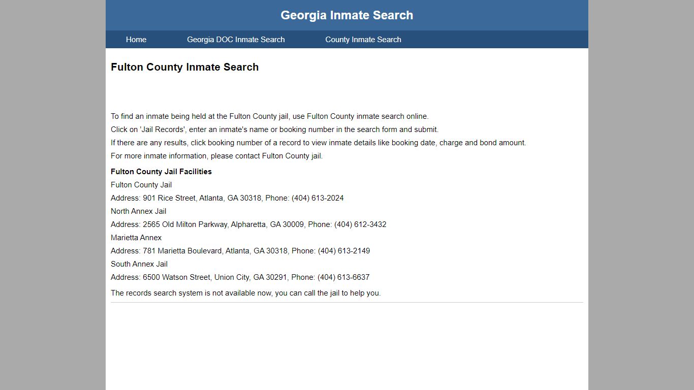 Fulton County Inmate Search