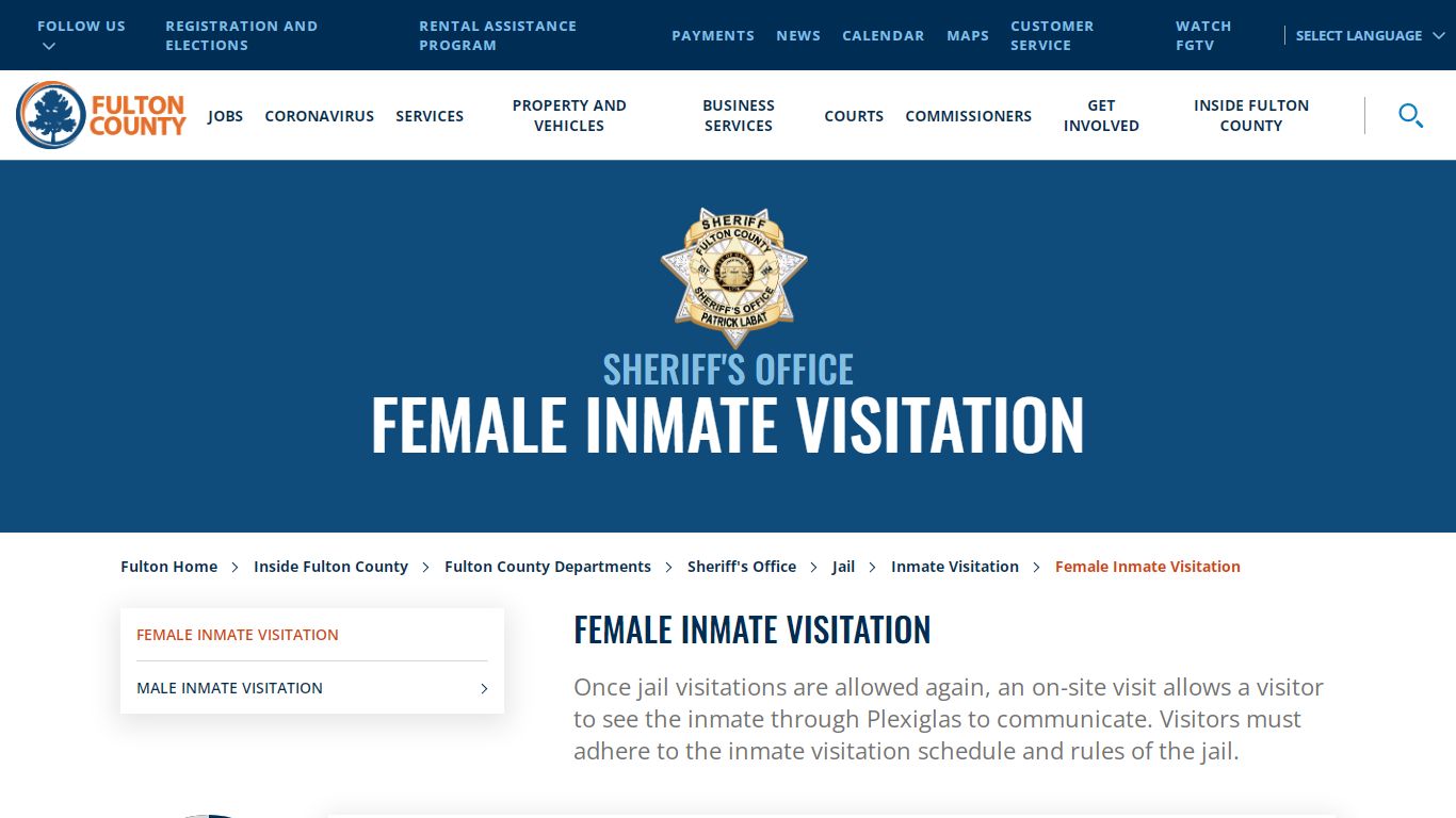 Female Inmate Visitation - Fulton County, Georgia